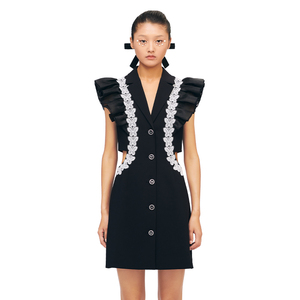 YES BY YESIR叶谦设计师原创小众露腰性感法式连衣裙