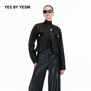 摇滚少女粗花呢香风外套 YESIR叶谦原创设计秋新款 YES