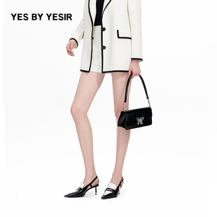 YESIR叶谦原创秋新律政佳人香风黑白撞边高腰西服短裤 YES