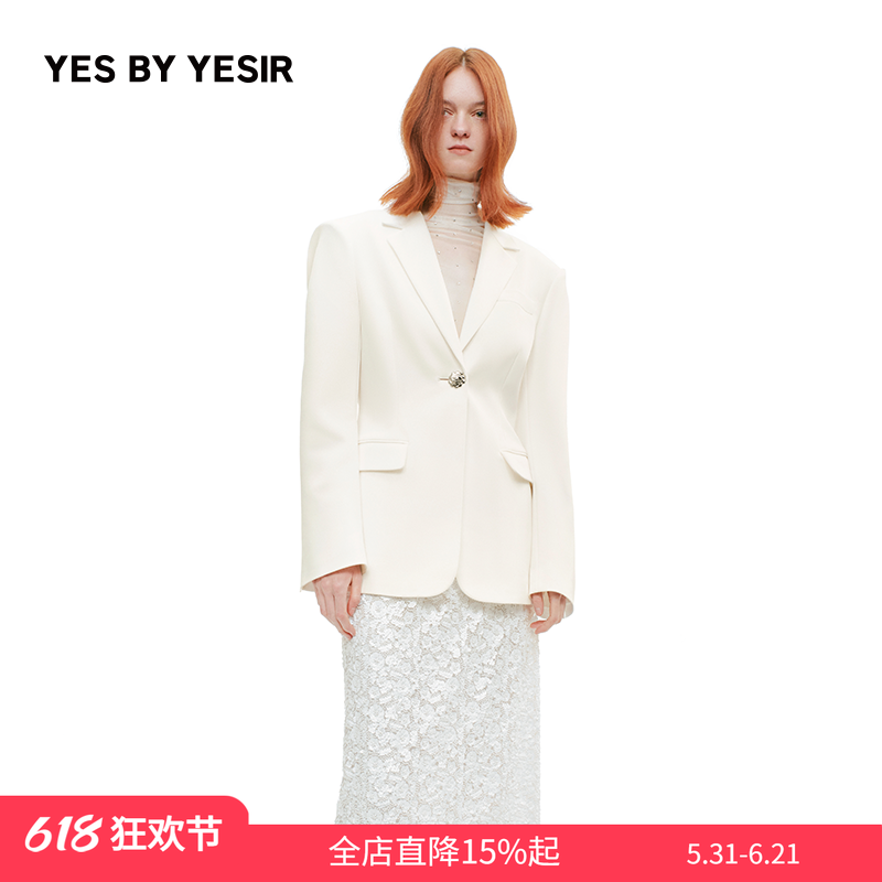 YES BY YESIR叶谦原创设计师秋新款蛇腰露背修身西装外套