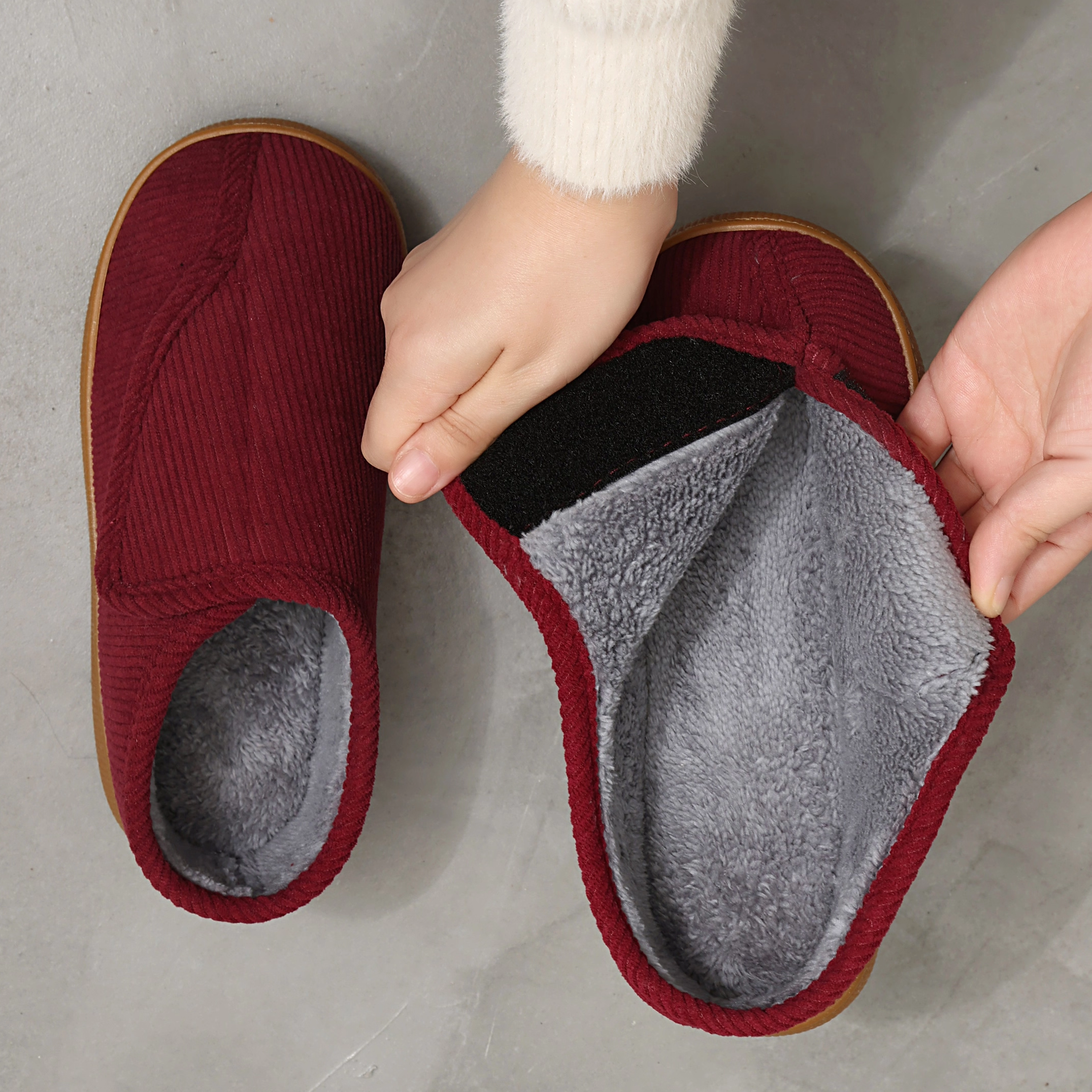 防滑棉拖鞋包跟中老年防滑家居男女款厚底老人脚胖宽肿大码布棉鞋