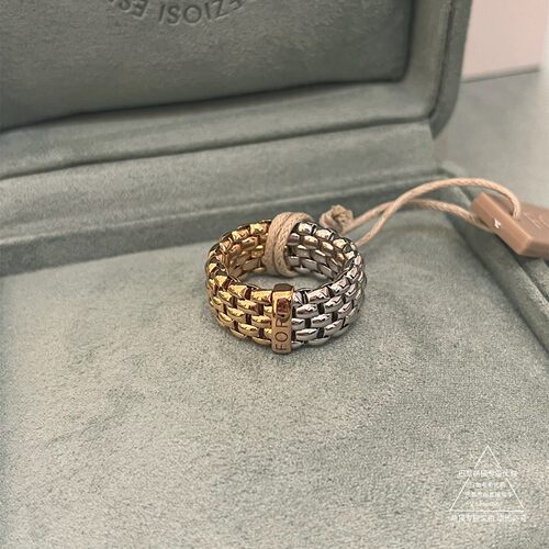 FOPE ESSENTIALS系列双色拼色宽版弹性戒指男女同款巴黎萌猫正品