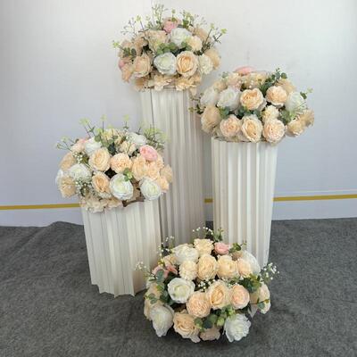 交车区仪式布置仿真花罗马柱装饰交车区摆件假花花球花柱场景布置