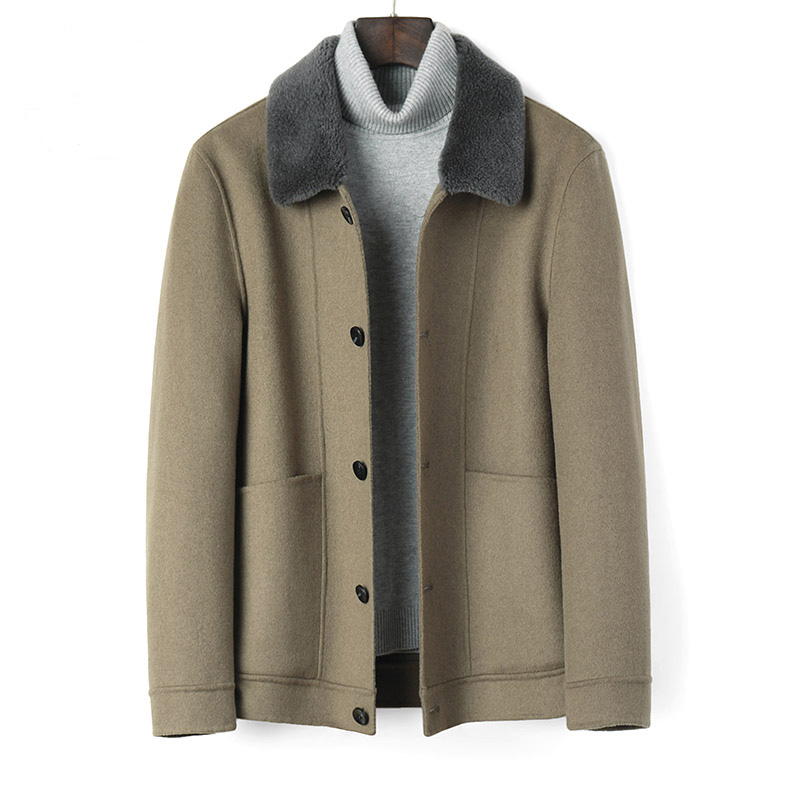 Double sided tweed coat mens short business casual tweed coat wool Lapel wool coat autumn jacket mens wear