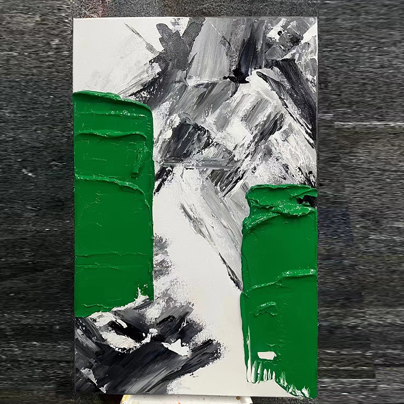 装饰画玄关纯手绘竖版入户简约油画设计推荐网红背景墙酒店样板间图片