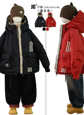 啦芙莱羽绒服2025冬季新款儿童90白鸭绒外套男女童三防派克服3586