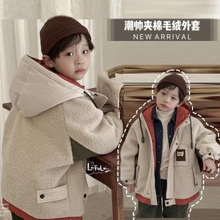 男女儿童洋气拼色棉服潮宝加厚毛绒外套6503 新款 啦芙莱童装 24冬季