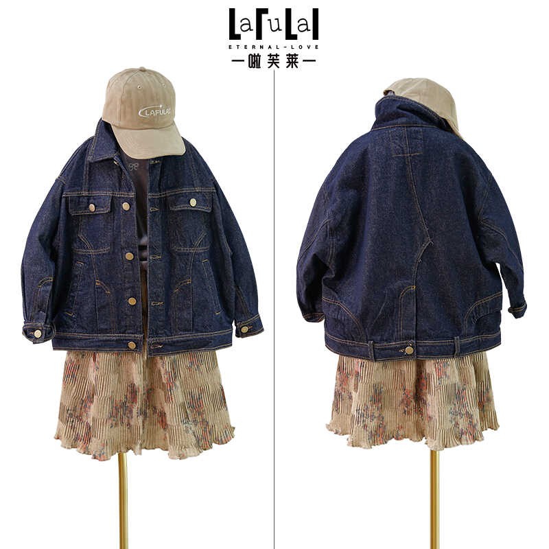 啦芙莱外套复古蓝色阔版牛仔衣潮
