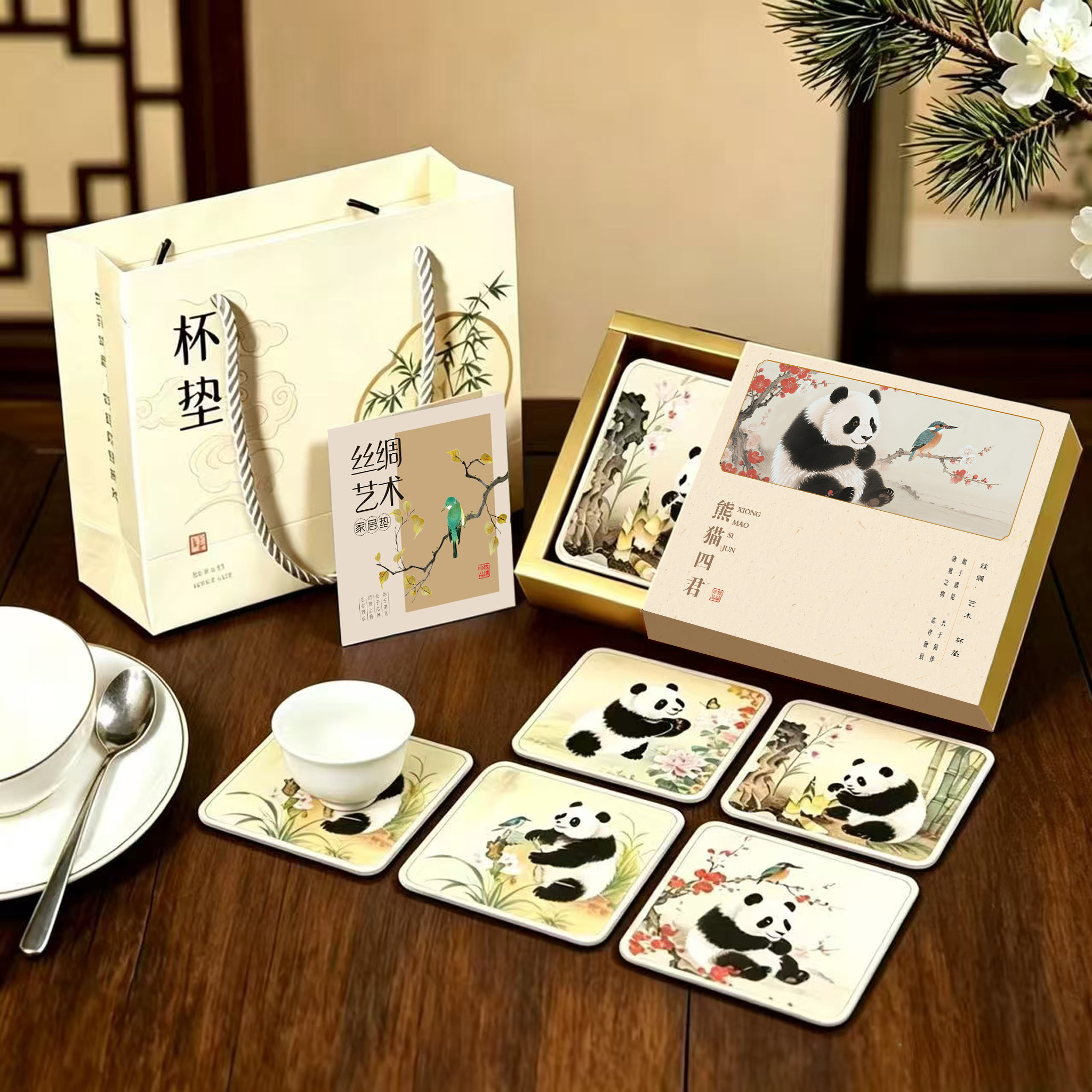 熊猫杯垫中式礼物中国特色伴手礼图片