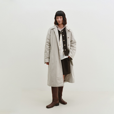 SETTE SEVEN【轻户外】手工充棉仿羽棉衬衫领立领加厚大衣 102366