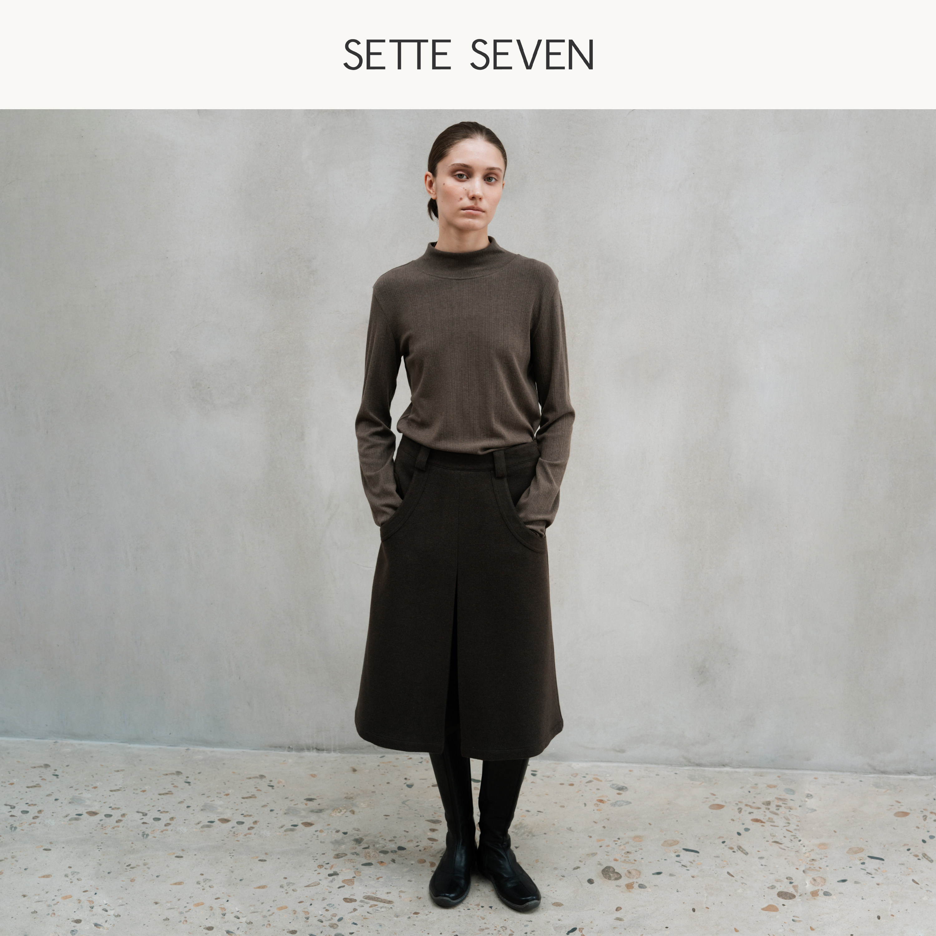 SETTE SEVEN毛呢阔腿七分裤女2026冬季高腰设计感宽松A字休闲中裤