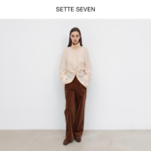SETTE 橡筋腰直筒长裤 SEVEN·设计感弹力灯芯绒休闲裤 女秋冬新款