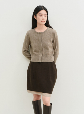 SETTE SEVEN【天丝羊毛】针织圈圈肌理复古经典花苞半裙102315