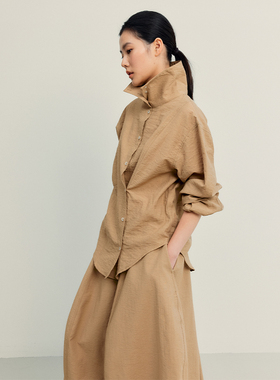 SETTE SEVEN 【自然有序】棉质肌理早秋高领挺阔感两穿衬衫