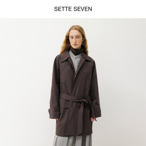 SETTE SEVEN·2026秋风衣外套复古高级感单排扣英伦风中长款上衣