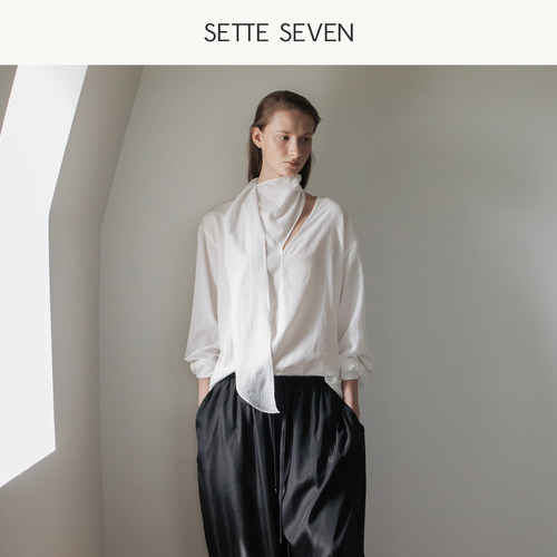 SETTE SEVEN荡领长袖上衣女2026秋季新款设计感小众慵懒气质衬衫