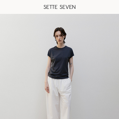 SETTE SEVEN·深灰圆领无袖坎肩T恤