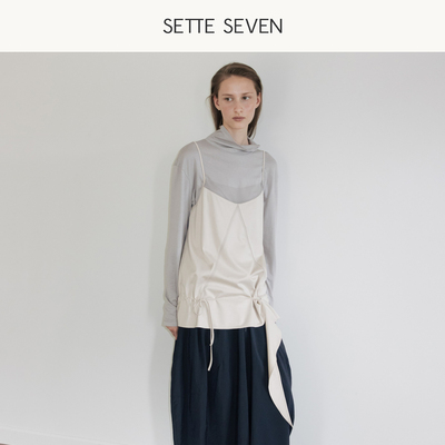 SETTE SEVEN2026秋季新款高领长袖T恤女修身打底衫高级感百搭上衣