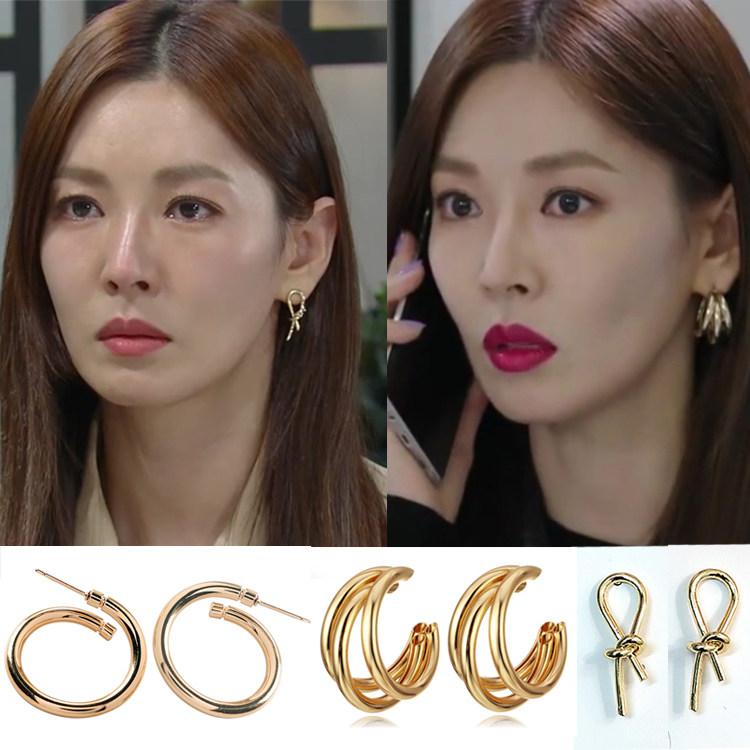 世上最美丽的我女儿金素妍同款耳环漂亮女儿姜美丽港风冷淡风小众