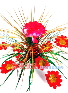 中秋拜月折塔节庆饰品高花丛仿真花中秋折花蓝装饰花大棵春草企花