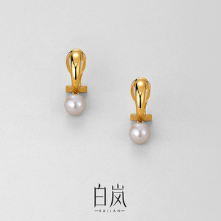 白岚弧线珍珠耳夹无耳洞耳饰耳环耳钉女轻奢配饰新款 气质ED4566