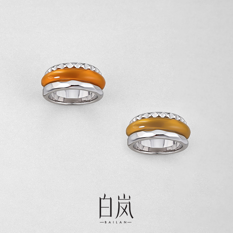 白岚落霞戒指新款玛瑙设计高级小众气质简约首饰女精致戒圈QL3428