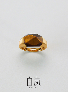 白岚关山戒指虎睛石轻奢小众高级复古饰品新款气质首饰女QL4273