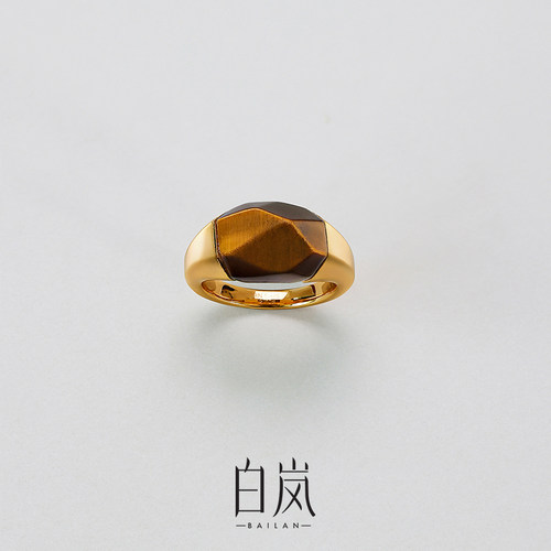 白岚关山戒指虎睛石轻奢小众高级复古饰品新款气质首饰女QL4273