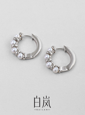 白岚间珠珍珠耳环女时尚气质耳钉小众设计感气质轻奢耳饰ED3295