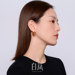 白岚三交六椀菱花耳扣925银耳饰耳环女高级感ED4843 12月上新