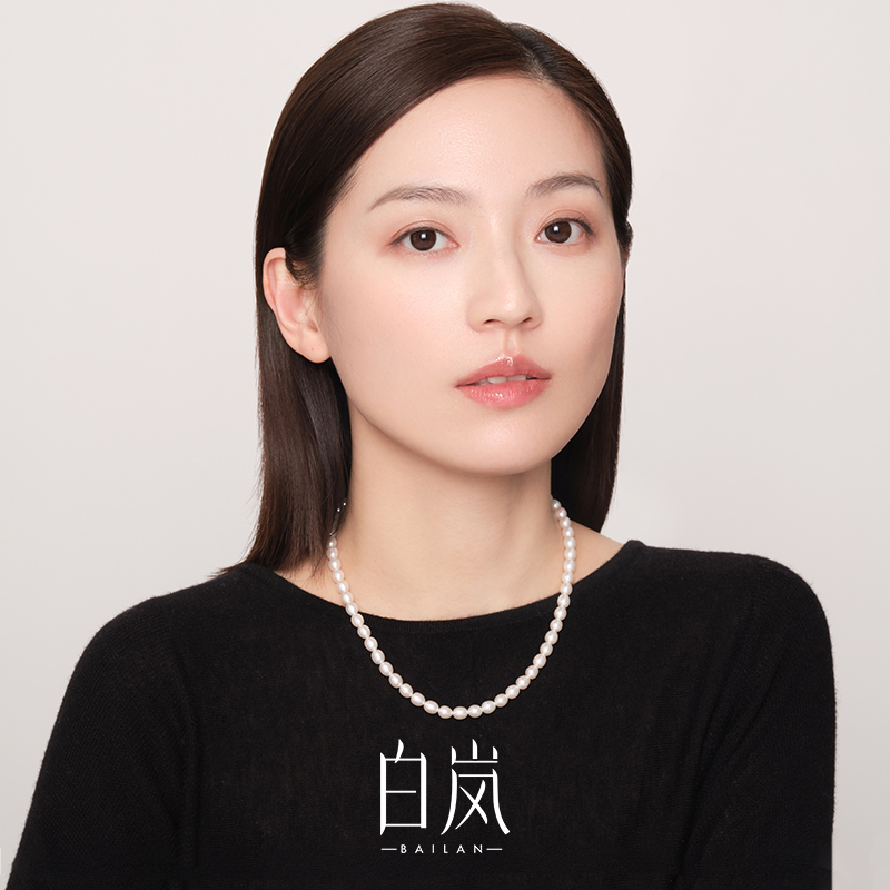 白岚椭圆珍珠项链女轻奢小众925银2023年新款气质毛衣链XL3600