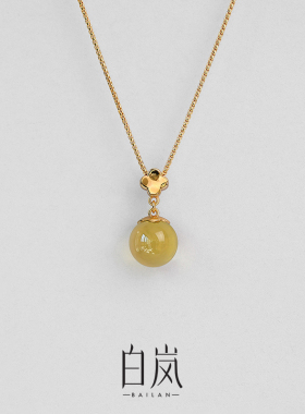 白岚海棠水晶项链黄水晶毛衣链锁骨链新款长款项链气质轻奢XL5783