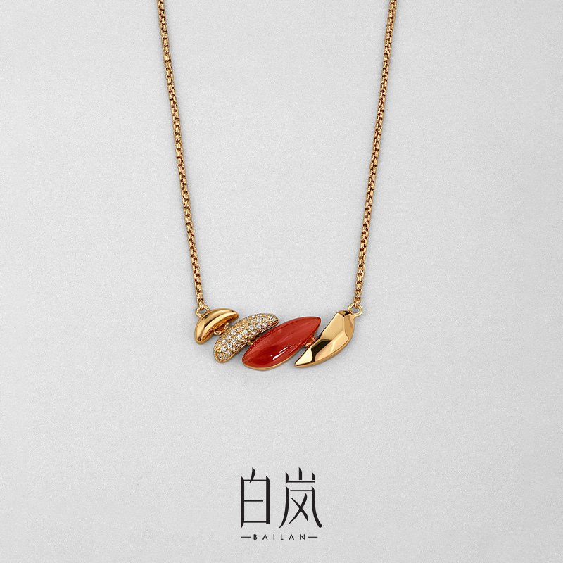 白岚多材质玛瑙项链新款小众设计气质配饰女轻奢毛衣链女XL5005