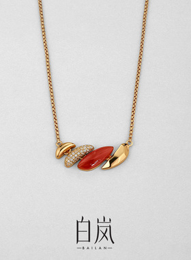 白岚多材质玛瑙项链新款小众设计气质配饰女轻奢毛衣链女XL5005