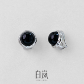 白岚黑玛瑙耳夹女无耳洞耳饰时尚 百搭小众轻奢女设计感气质ED4086