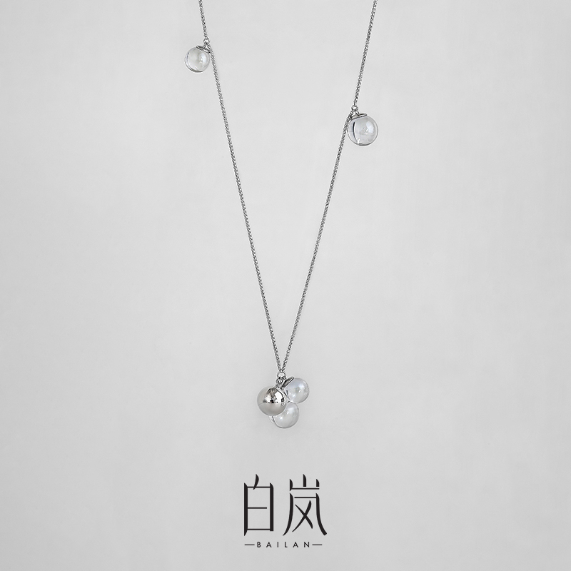 白岚朝露项链女24年水晶锁骨链