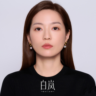 白岚葫芦叶珍珠耳钉925银女耳夹耳饰气质饰品ED4842 12月上新