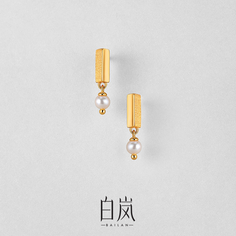 白岚三时耳钉925银珍珠新款耳环女耳饰耳坠小众精致气质ED4438