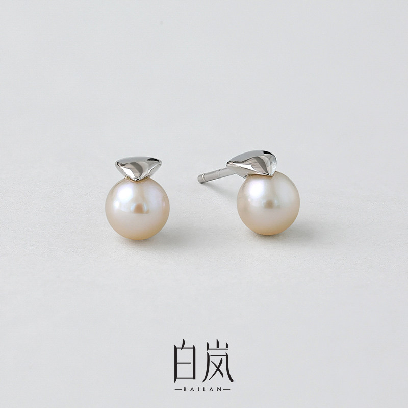 白岚珍珠耳钉925纯银小众设计感