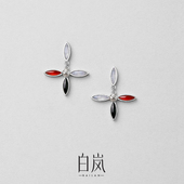 白岚厝色花砖耳钉玛瑙耳环耳饰耳坠女新款 小众独特气质饰品ED4681