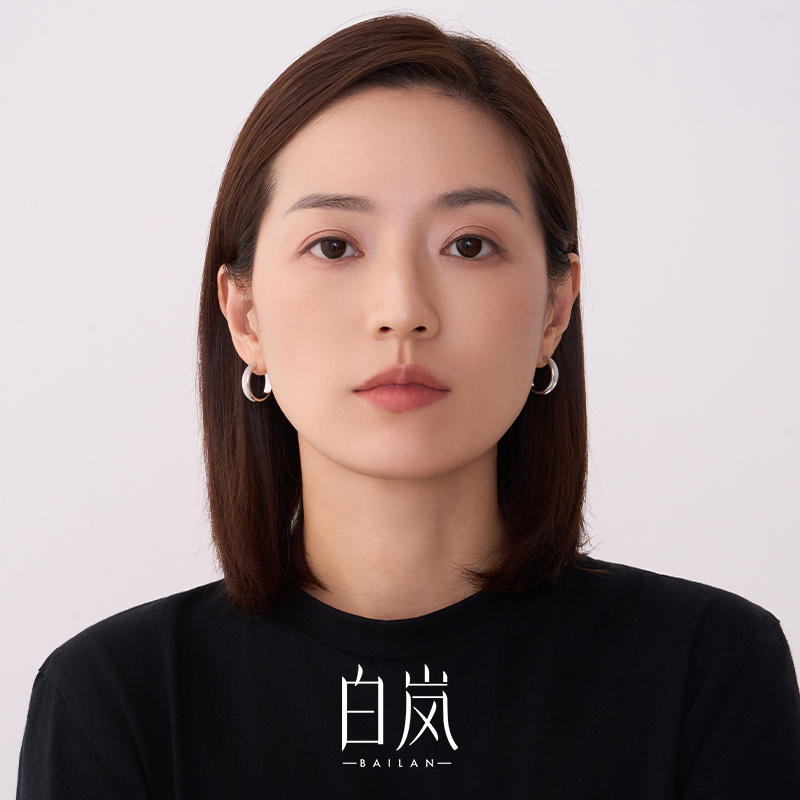 白岚白贝耳圈925银女耳环高级精致简约轻奢气质耳饰耳钉ED4403