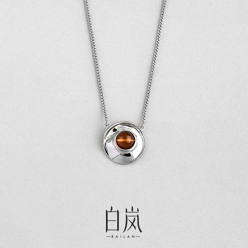 白岚扶光项链925银女琥珀原创设计轻奢小众设计毛衣链配饰XL4844
