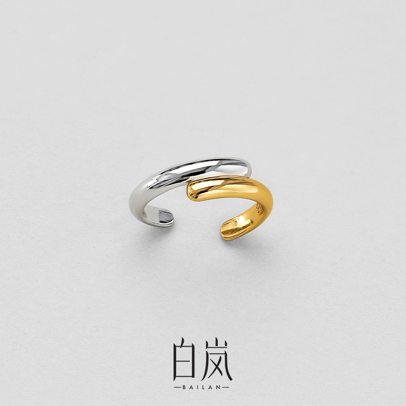 白岚双色尾戒女纯银戒指小众设计