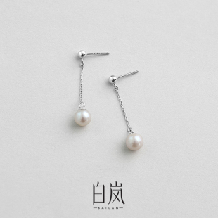 白岚淡水珍珠耳线时尚 轻奢耳饰百搭925银耳坠气质耳钉ED2011