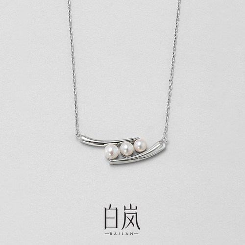豌豆荚珍珠项链女925银锁骨链