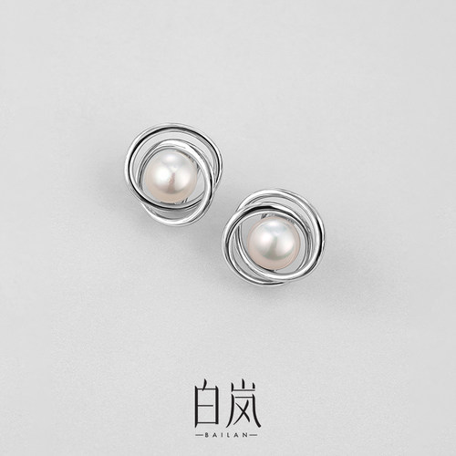 白岚绕圈珍珠耳夹女925银轻奢耳环耳饰高级百搭简约首饰ED4006