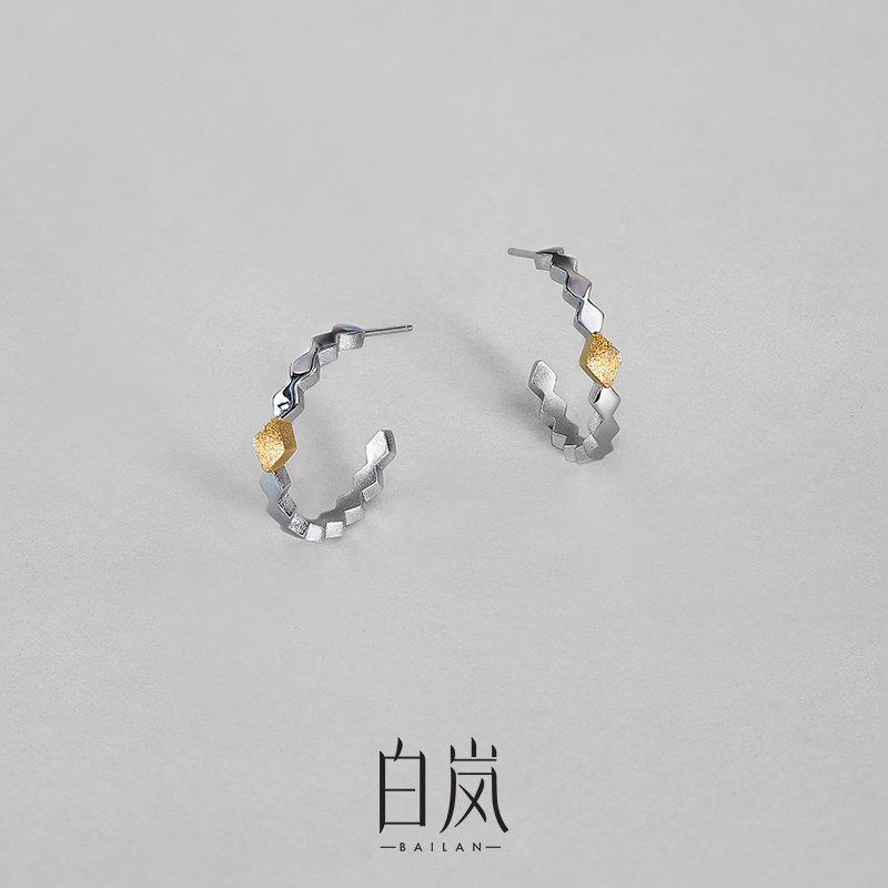 【8月上新】白岚菱格耳环925银耳钉耳环耳饰女高级轻奢饰品ED4753