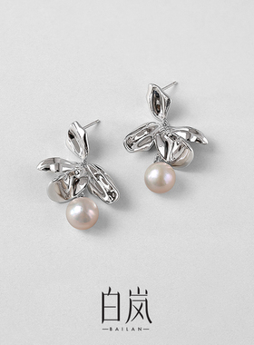 白岚飞花珍珠耳钉女气质耳环小众设计感耳饰时尚原创ED3214