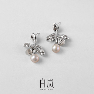 白岚飞花珍珠耳钉女气质耳环小众设计感耳饰时尚 原创ED3214