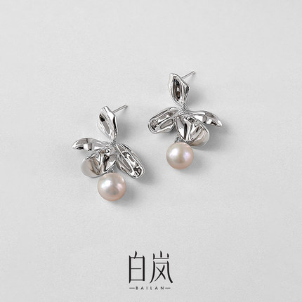 白岚飞花珍珠耳钉女气质耳环小众设计感耳饰时尚原创ED3214